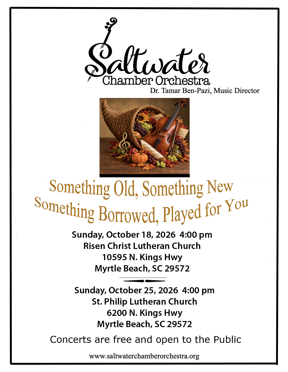 Saltwater Chamber Orchestra Fall 2026 Poster